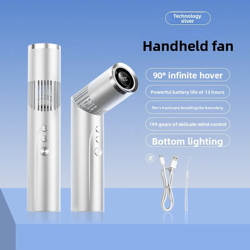 2026 New Handheld Fan High-speed Mini with Light Desktop Hanging Neck Digital Display Lipstick Portable Small Fan