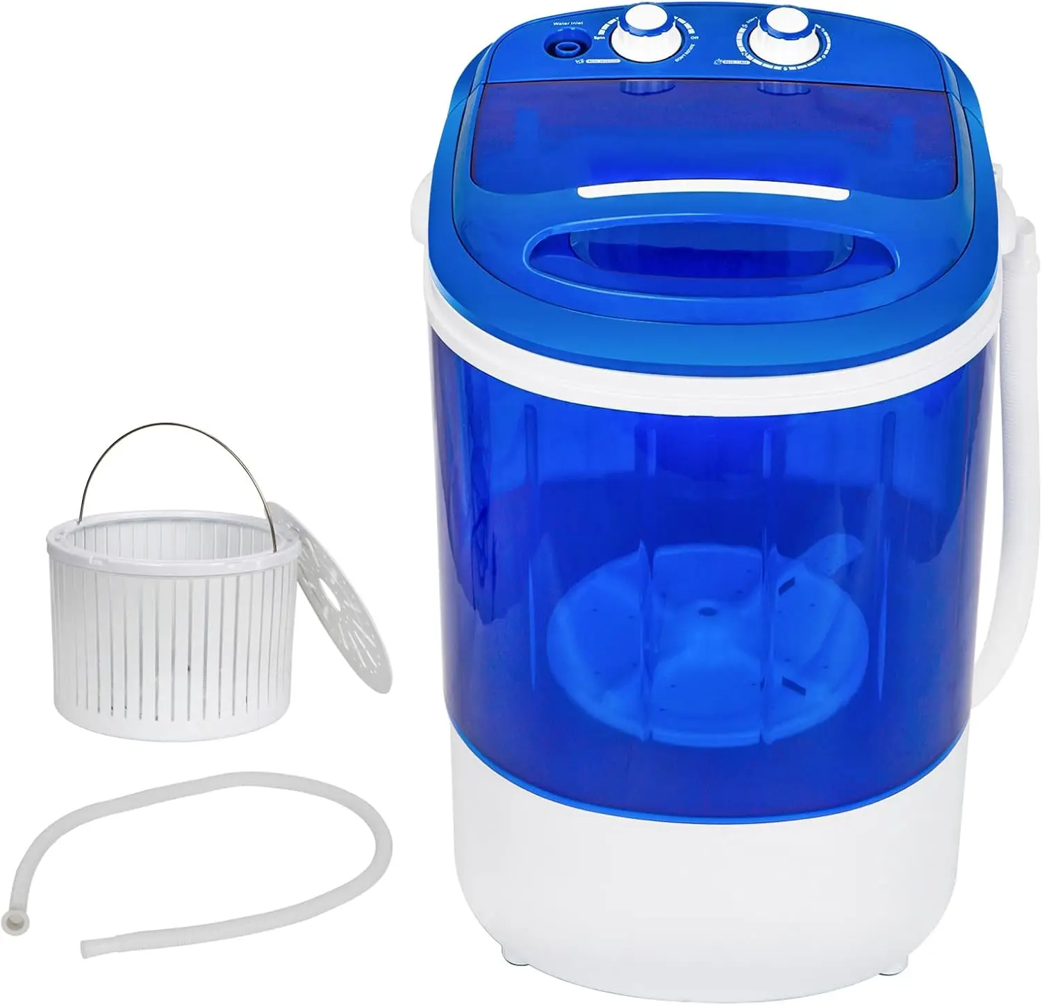 Máquina de lavar roupa para lavanderia, 6,6 lbs Capacidade, portátil único translúcido Tub Washer, com controle do temporizador e Spin Cycle Basket