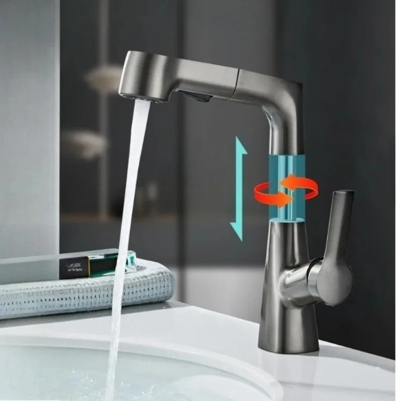 Белый смеситель, латунный бытовой выдвижной смеситель для горячей и холодной воды, смеситель для раковины в ванной комнате