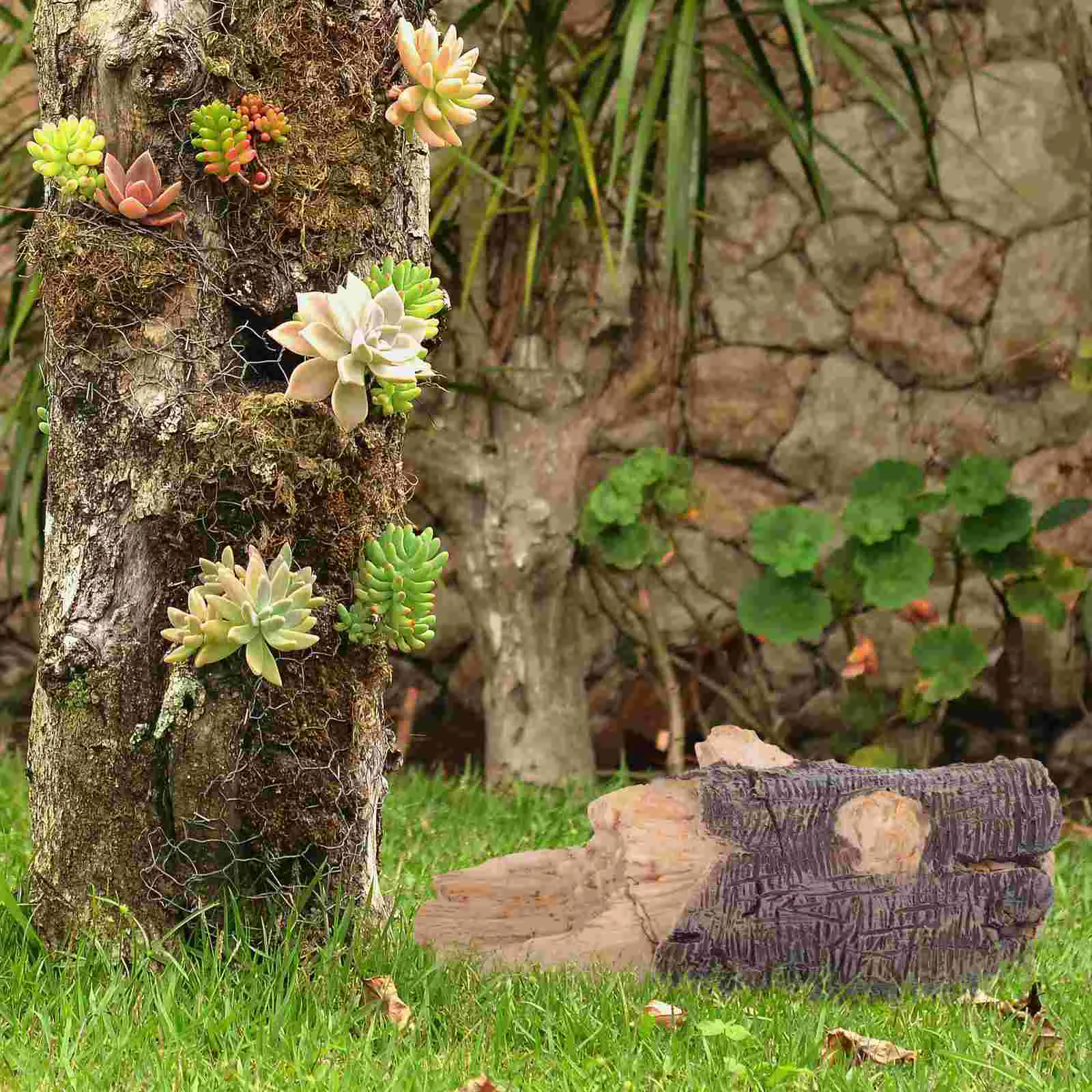 Porte-clés extérieur avec fausse souche, étui de rangement de clé de rechange, porte-clés de branche, cache-clé de jardin