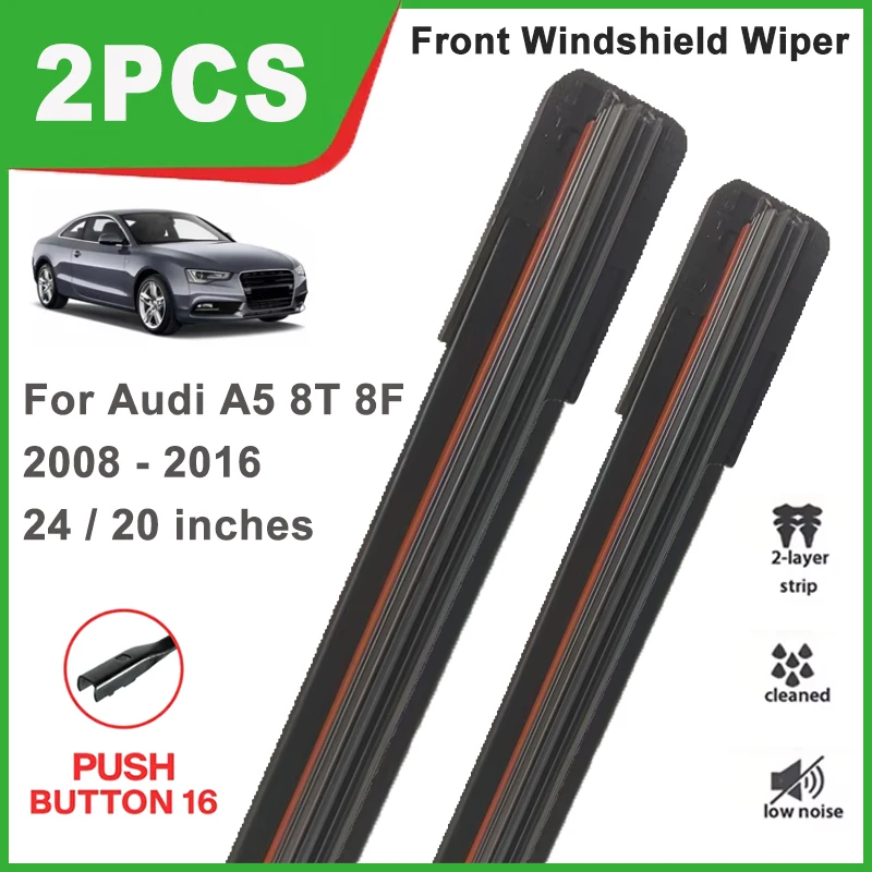 

24"+20" Double Rubber Front Wiper Blades, Durable Windscreen Windshield Replacement Parts For Audi A5 8T 8F 2008-2016 2009 2010