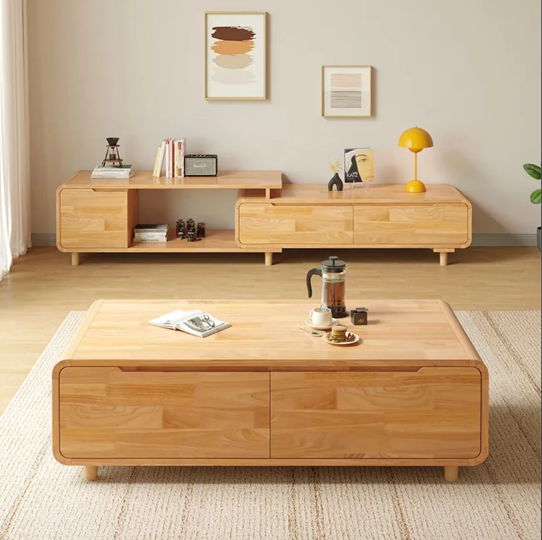 Solid wood TV cabinet modern simple home floor cabinet coffee table combination storage cabinet