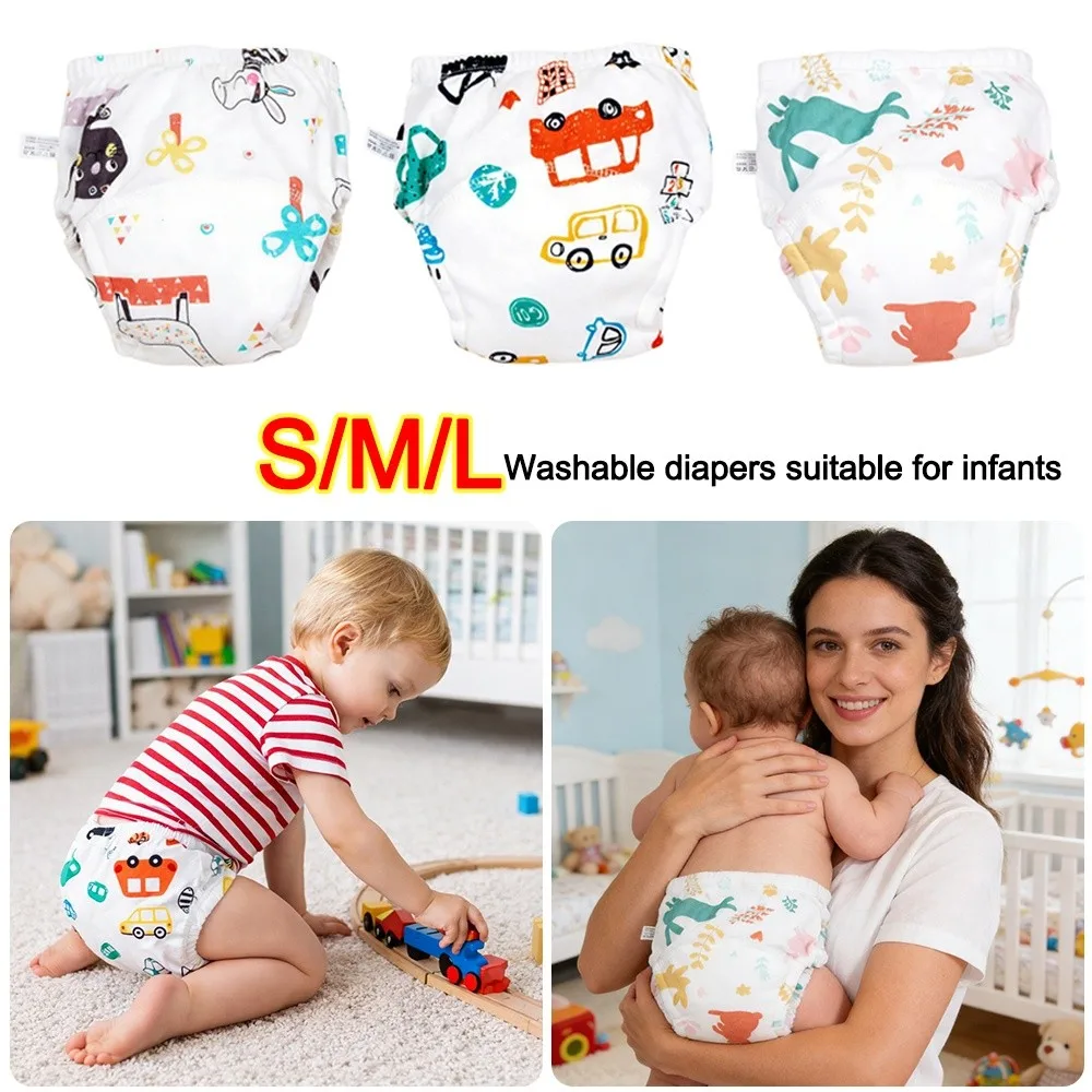 Comfortable Cotton Baby Training Pants Breathable Waterproof Diaper Pants Washable Absorbent Cloth Diapers Toddler Use