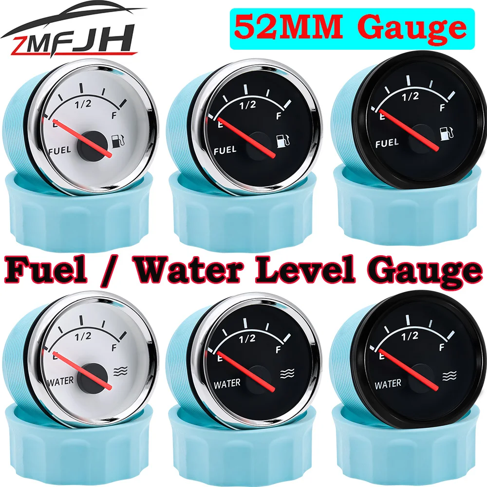 52mm Fuel Level Gauge 0-190Ohm 240-33Ohm Auto Digital Fuel Level Gauge Boat Water Level Gauge Marine Yacht Oil Level Indicator