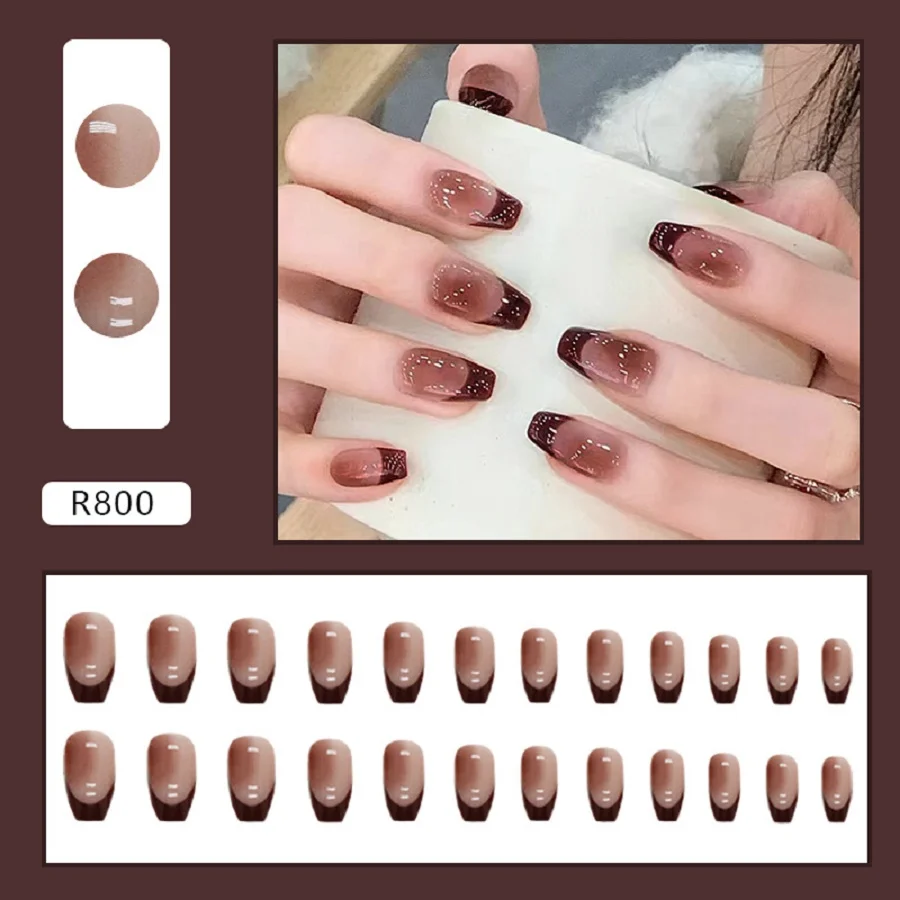 24PCS/1BOX Short Ballet French Simple Luxury Fashion Joker White Fake Nails