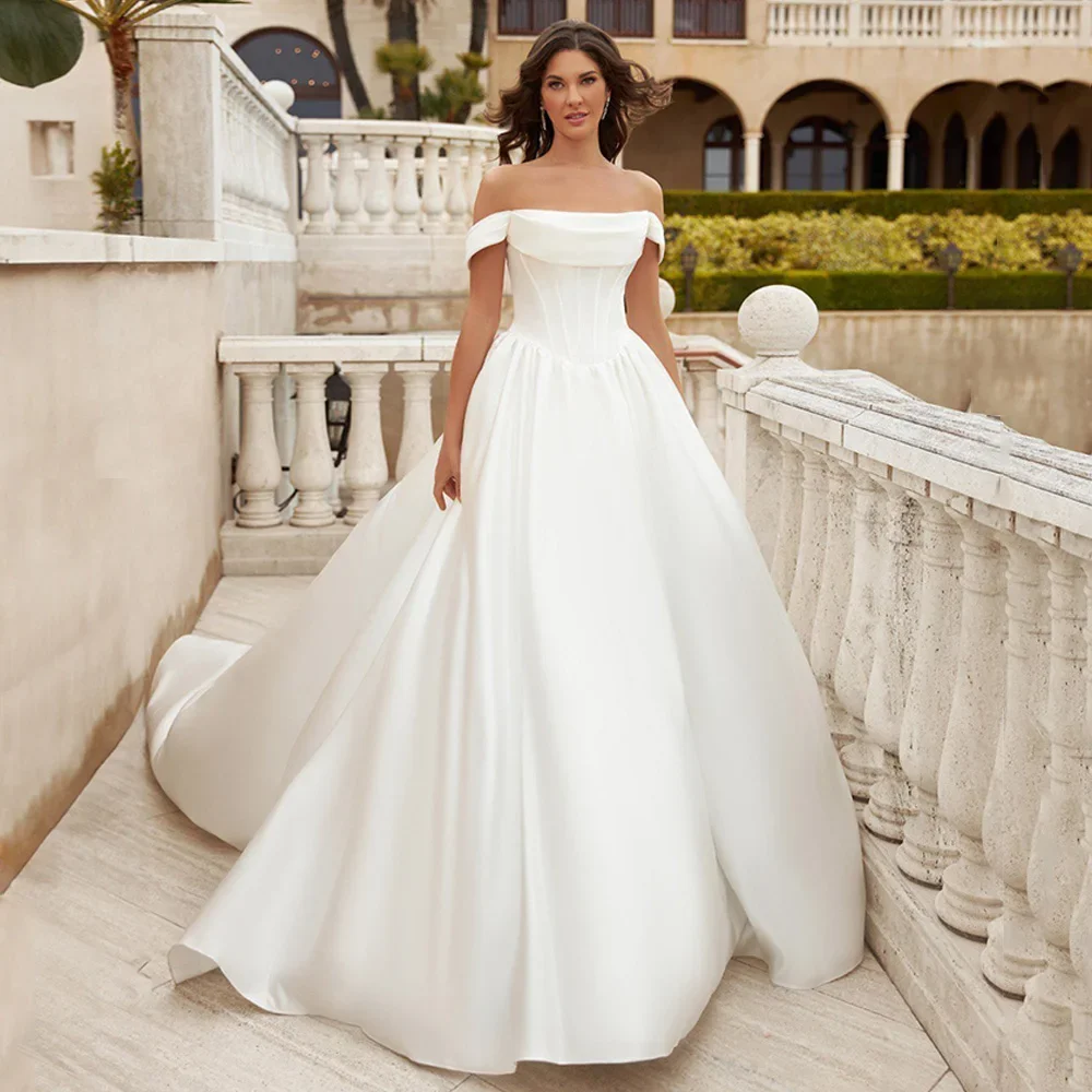 

Elegant A-Line Women Wedding Dresses Lace Printing Bridal Gowns Mopping Long Sleeves Princess Ball Vestido De Novias Customized