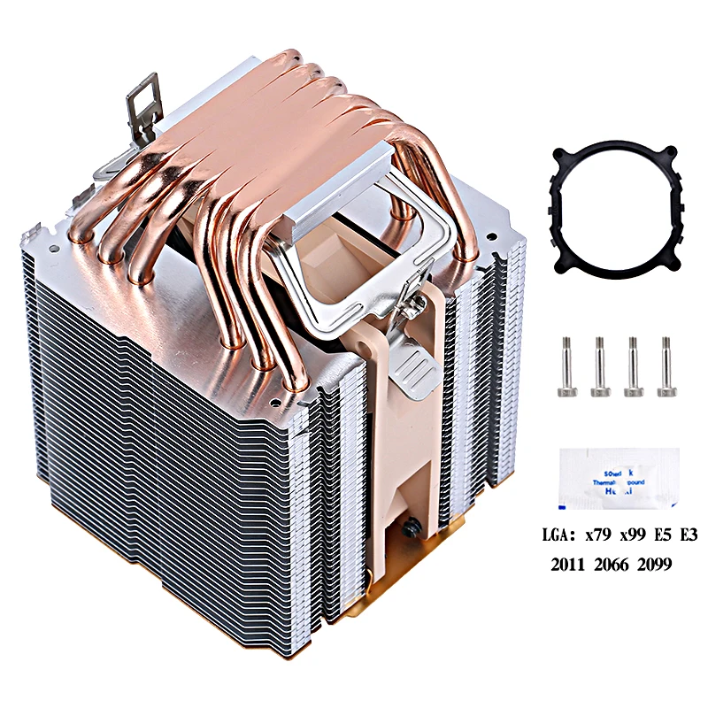 6 Heat Pipe Twin Towers Air-cooled Computer Cooler CPU Cooling 90mm Fan 3P/4P Installing LGA2011 2066 x79 x99 2099 E5 E3 AMD