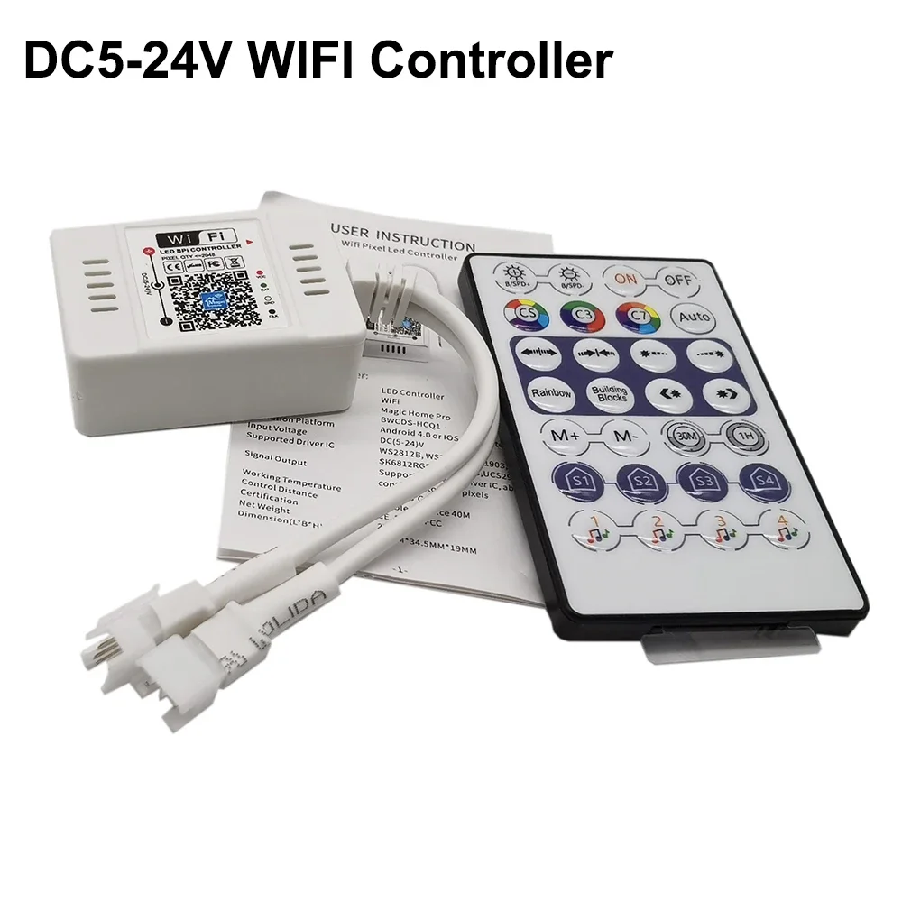 WiFi Voice 2 output SPI Alexa Google Controller for WS2811 WS2812 WS2815 Pixel LED Strip Light IOS Android APP 5-24V