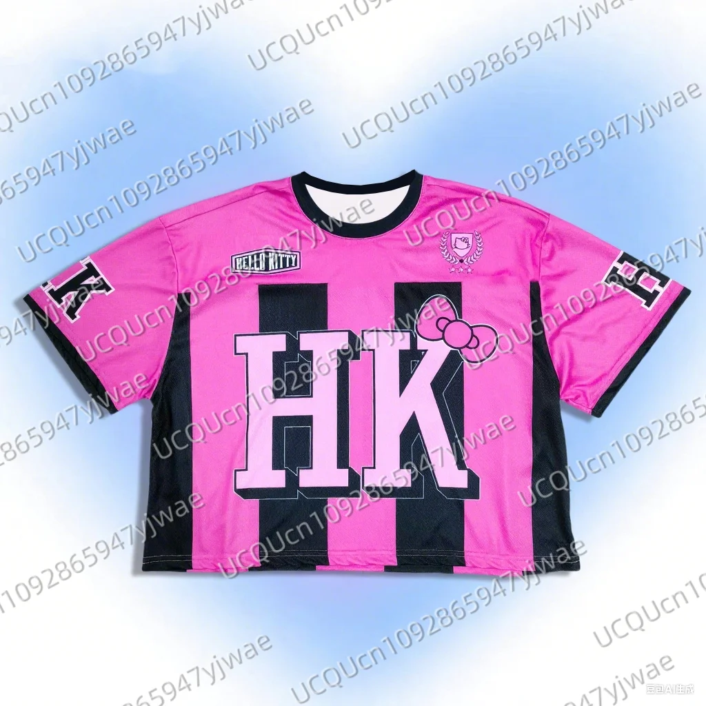 المرأة مرحبا كيتي طباعة عادية Colorblock المجهزة اقتصاص تي شيرت قصير الجرافيك تيز المرأة الجولة الرقبة بلايز المحملة