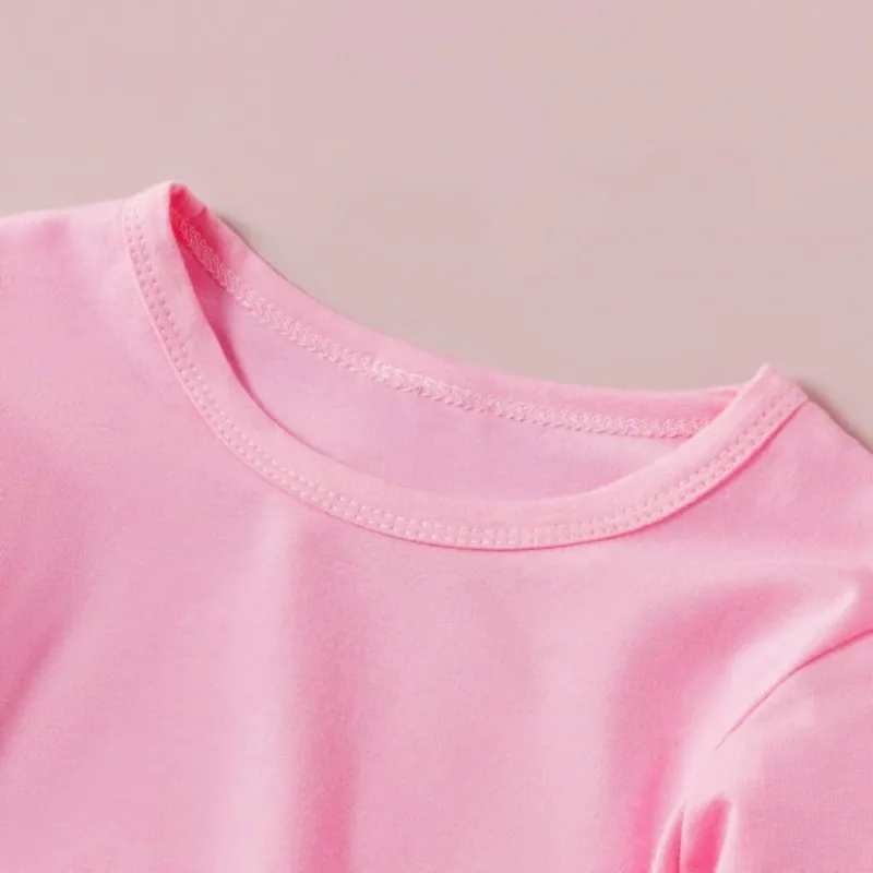 Girls' Number 67 New York Print Summer Short-Sleeve T-Shirt Pink Elastic Round Neck Children's Top Fashion Design Fashion Tops - view 4