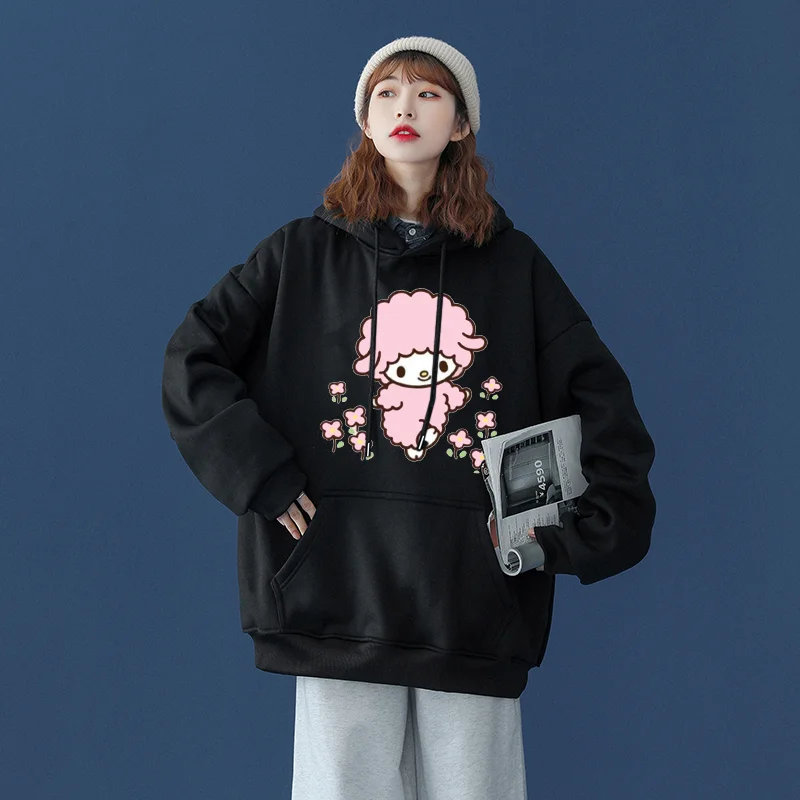 Sanrio My sweet piano Men's and Women's Hoodie Casual Street Clothing Long sleeved Sweatshirt Boys and Girls Autumn Top Coat