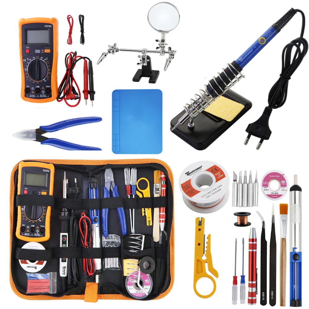 Electric soldering iron Kit Set Adjustable Temperature Digital Display Welding Station Heat Insulation Working Mat Repair Tools