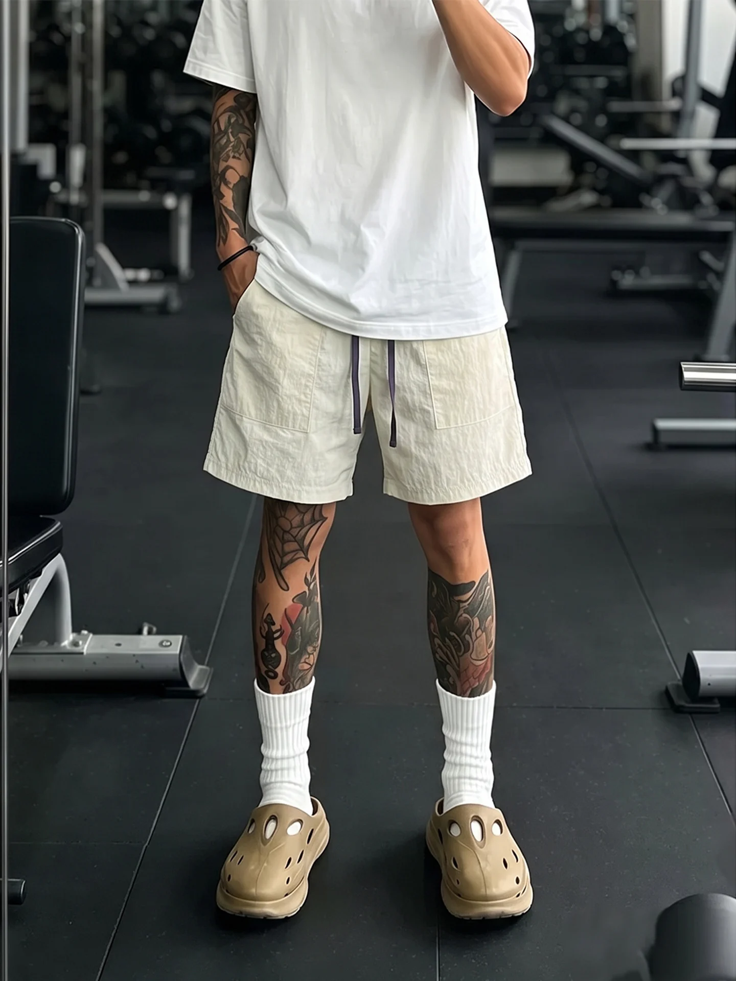 American Style Quick Dry Four-Quarter Shorts Men's Lightweight Breathable Beach Pants High-End Sport Straight Leg Pants