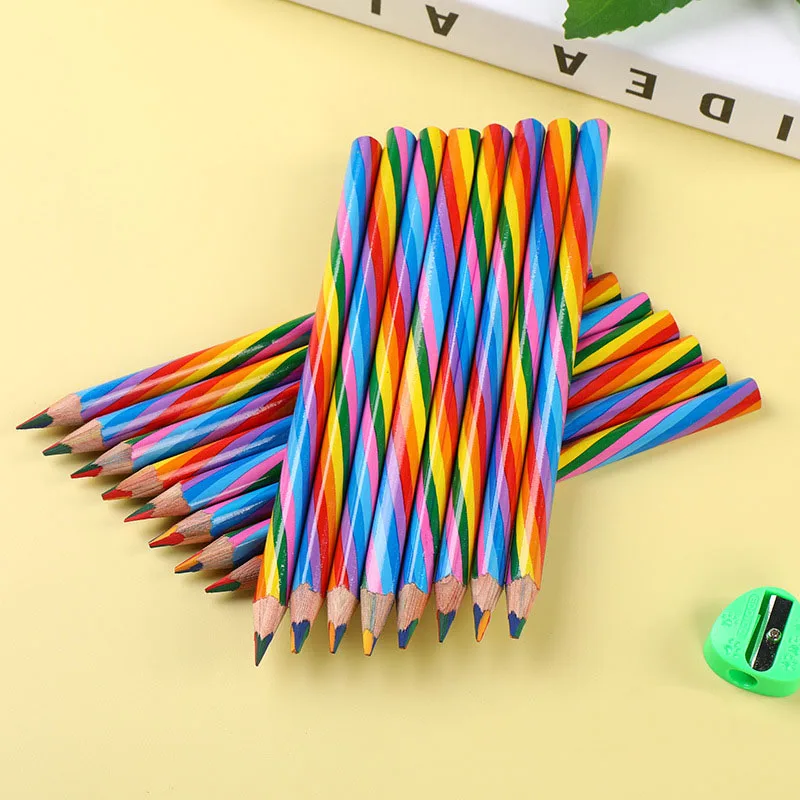 20 PCS Rainbow 4 Color Pencils kawaii pencil rainbow pencil Wooden 4 In 1 Colored Pencil Graffiti Drawing Painting Tools