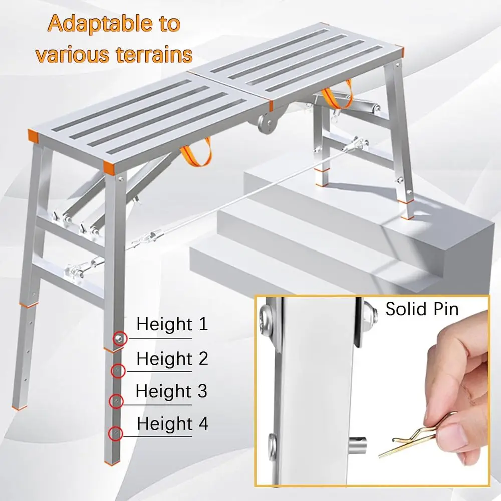 Adjustable Height Multi-Position Work Platform for Ceiling Decoration, Cleaning, and Construction (160cm)