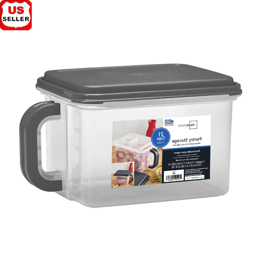 

Durable Stackable Canister with Ergonomic Handle Removable Pour Spout BPA Free Plastic Pet Food Dry Goods RV Camping