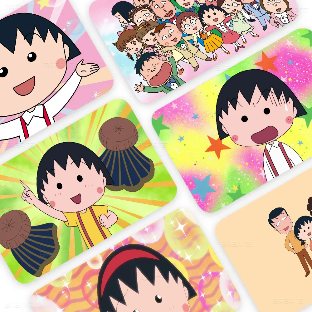 Chibi Maruko Chan Sakura Kyoko Cartoon Game Film Cover Sticker Case For Small Chip Credit Debit Card Front Side