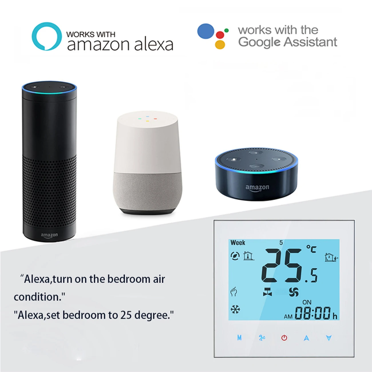 Qiumi Smart Wifi Thermostat Air Conditioning Temperature Controller Works with Alexa Google Home