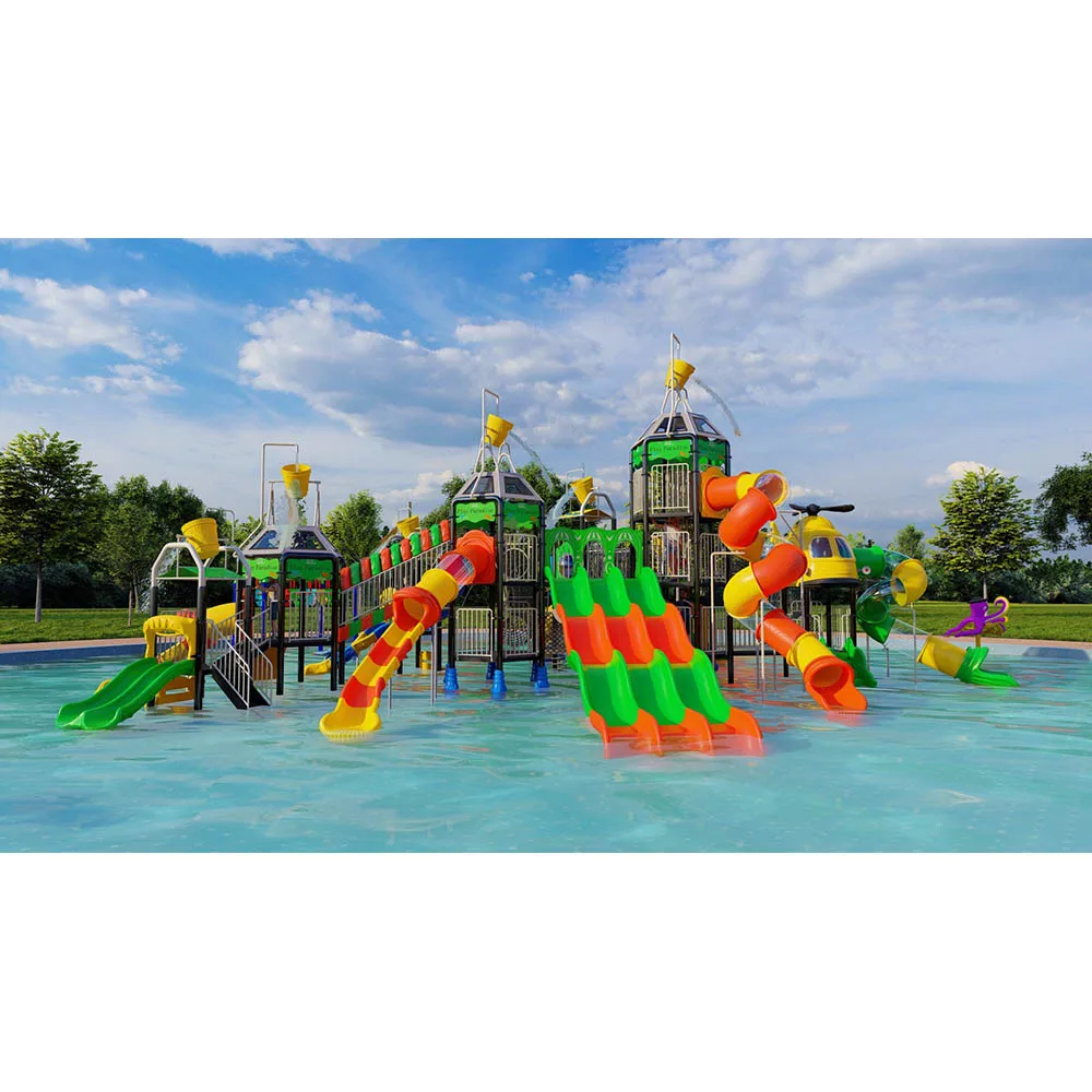 Outdoor Water Playground Splash Pad with Water Guns and Slides for Kids