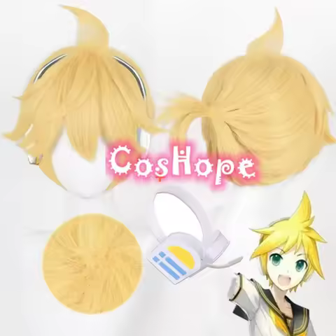 Len Cosplay Wig 30cm Short Wig Light Yellow Wig Cosplay Anime Cosplay Wigs Heat Resistant Synthetic Wigs