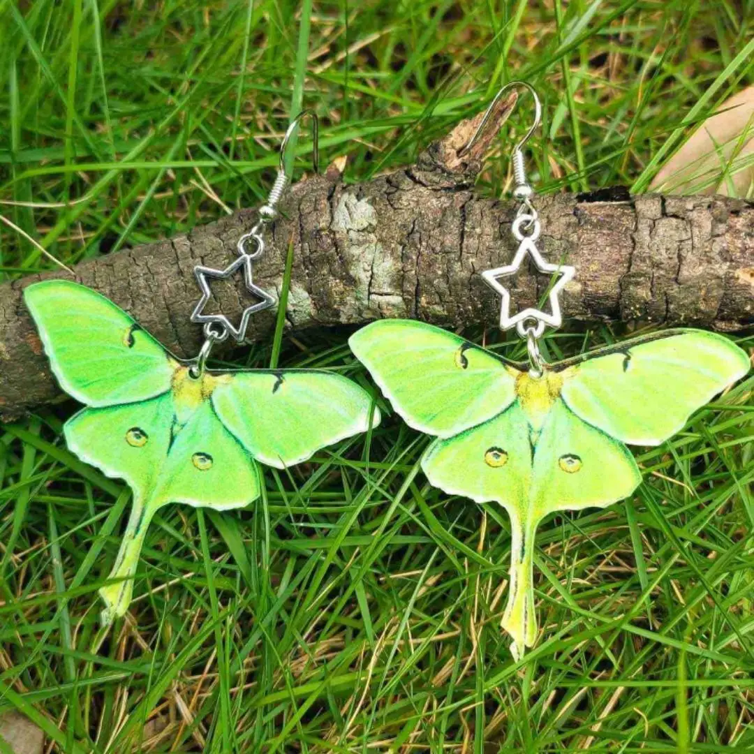 أقراط عثة الخماسي، مجوهرات بوهيمية، حشرة، عثة خضراء، دائرة، قطرة للدموع، الشمس والقمر، خطاف أذن على شكل فراشة للنساء والفتيات، جديد