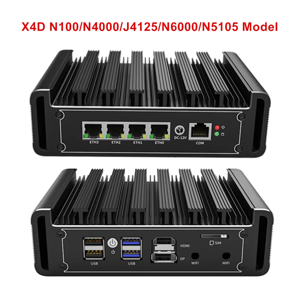 4x2.5G Fanless Mini PC Intel N150 N100 N4000 Top Version i226-V Firewall Router PC Proxmox VPN Server pfSense OPNsense