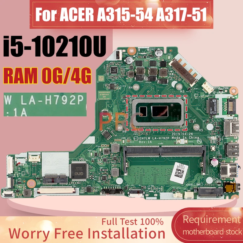 Imagem -02 - Placa-mãe Portátil para Acer La-h792p A31554 A317-51 Ram 4g I510210u Nbhm21100 Notebook Mainboard