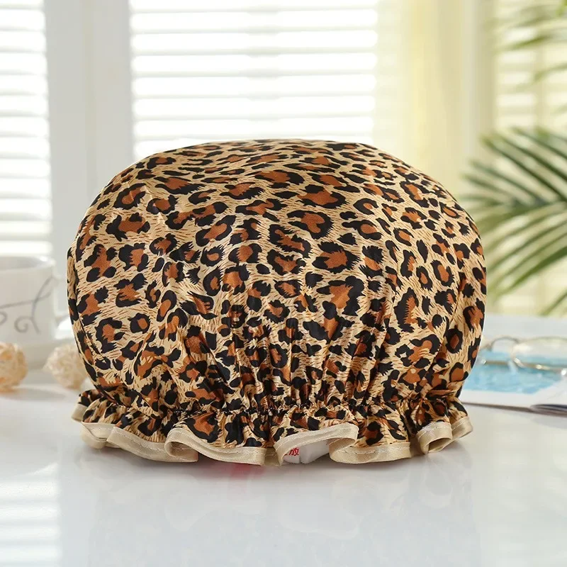 Double waterproof shower cap, shampoo hair, bath, makeup head cover