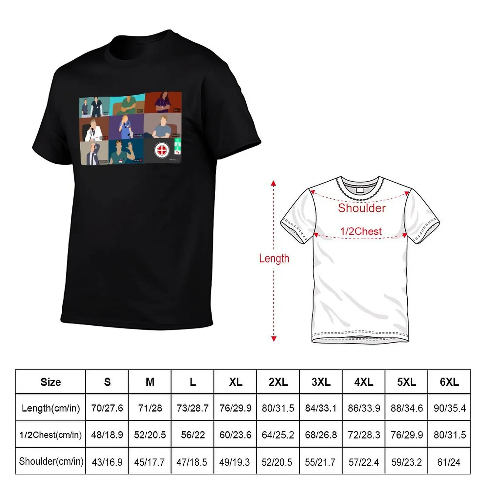 Scrubs Virtual Hangout T-Shirt Large Size Breathable Tee