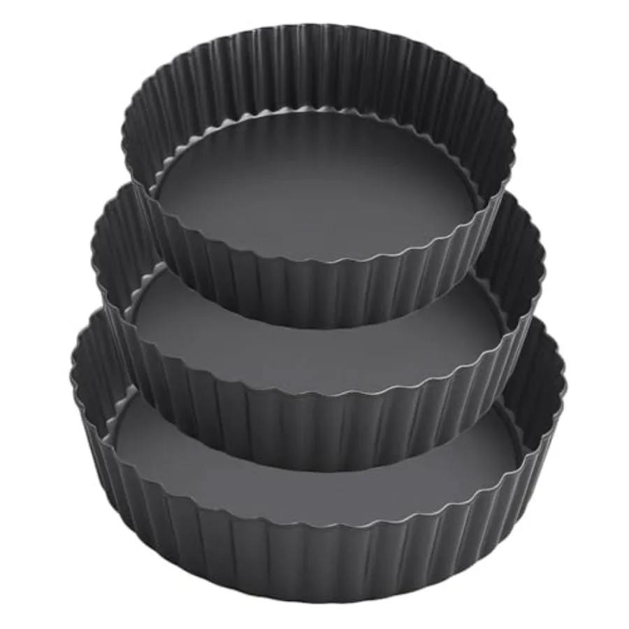 

of Deep Dish Pie Pan with Removable Bottom - Fluted Carbon Steel Tart Pan for Quiche Lorraine and Pies - Crispy Crust Baking Di