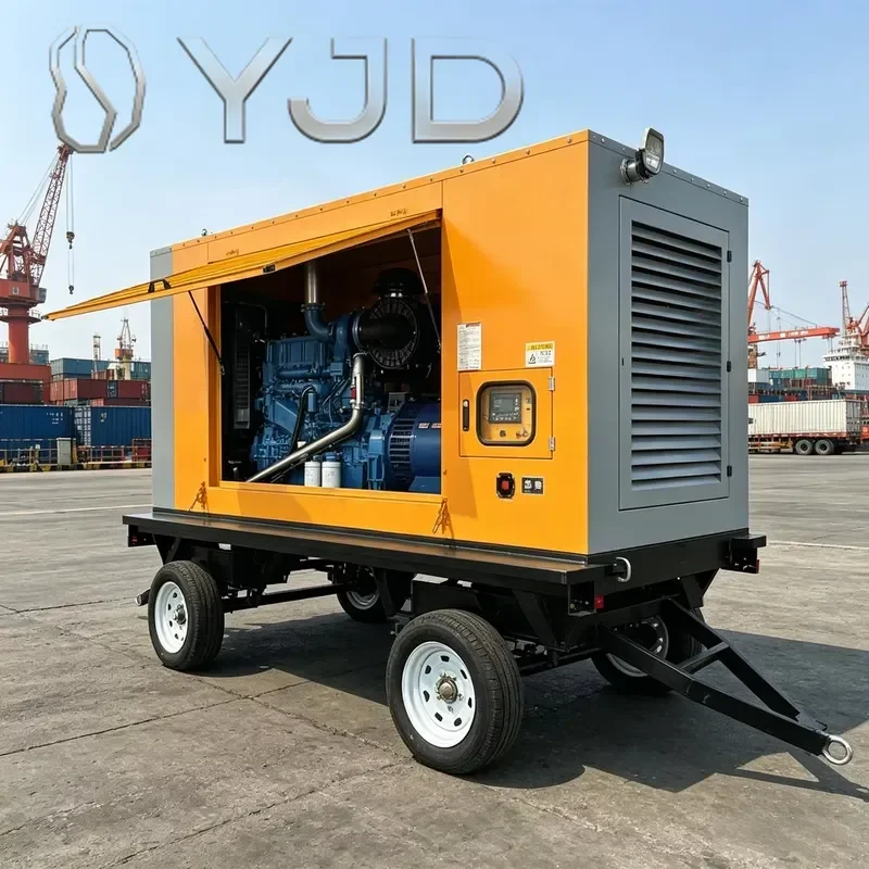 100kw 200kw 500kw Diesel Generator Set Industrial Power Plant Genset Soundproof Canopy Mobile Trailer Type 3 Phase 50Hz with