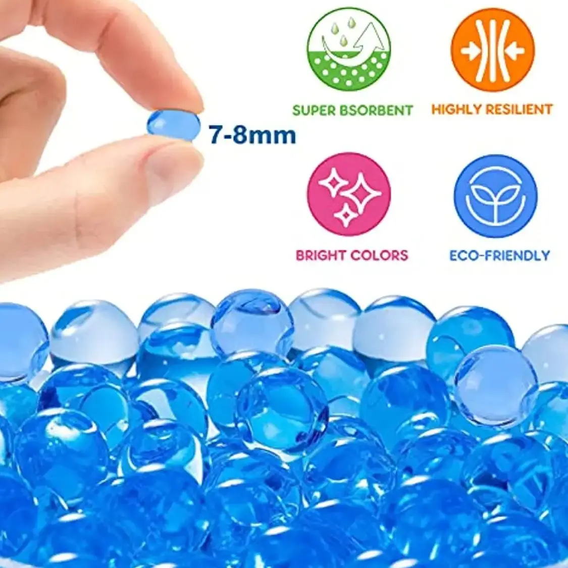 Bolas de agua de Gel de recarga, munición de 7-8mm, bolas de cuentas Blaster para Orbeez Splater, decoraciones para el hogar, bodas, estudiantes, regalos para niños, accesorios