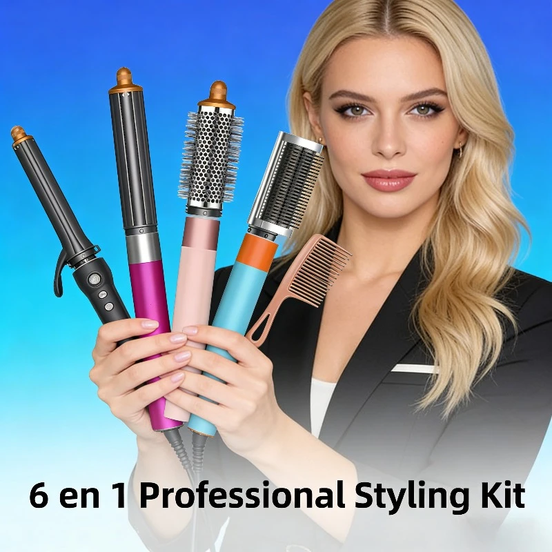 

6 IN1 Multi Hair Styler, 1300W High Power, Combines Drying, Straightening and Curling Functions, Suitable for Home and Salon Use