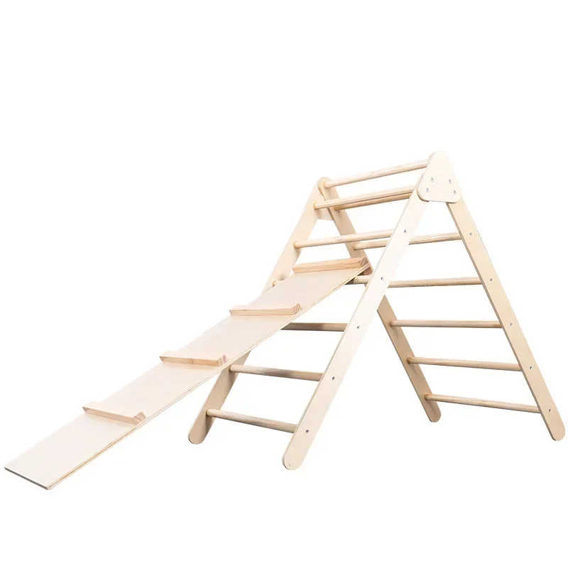 Wooden Table Portable Round Indoor Kids Triangle Ramp Climbing Toys Gym Playground Climber