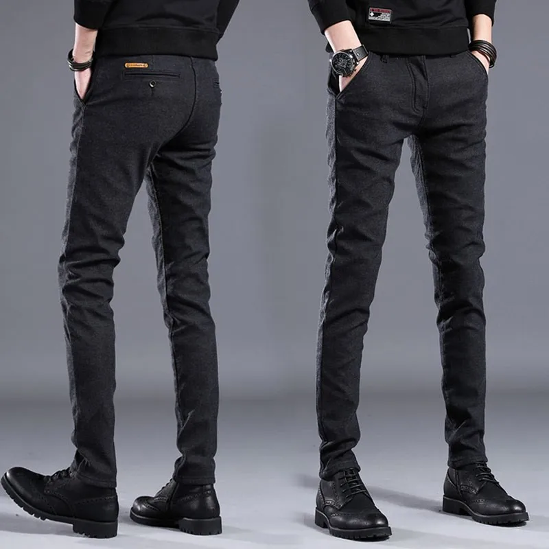 

Осенние мужские повседневные брюки: эластичные, приталенные, молодежные, модные, деловые, в корейском стиле, трендовые, длинные