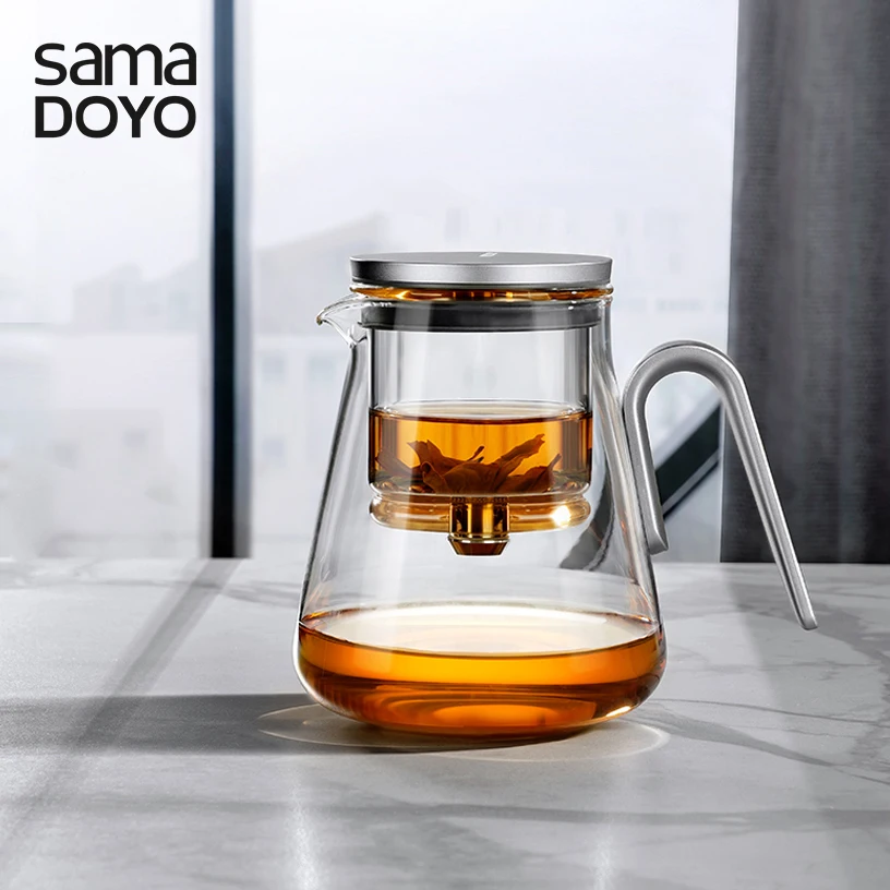 Samadoyo-Teiera con interruptor magnético, juego de té de alta gama, separador de agua y té, herramienta para hacer té en el hogar, té de vidrio resistente al calor