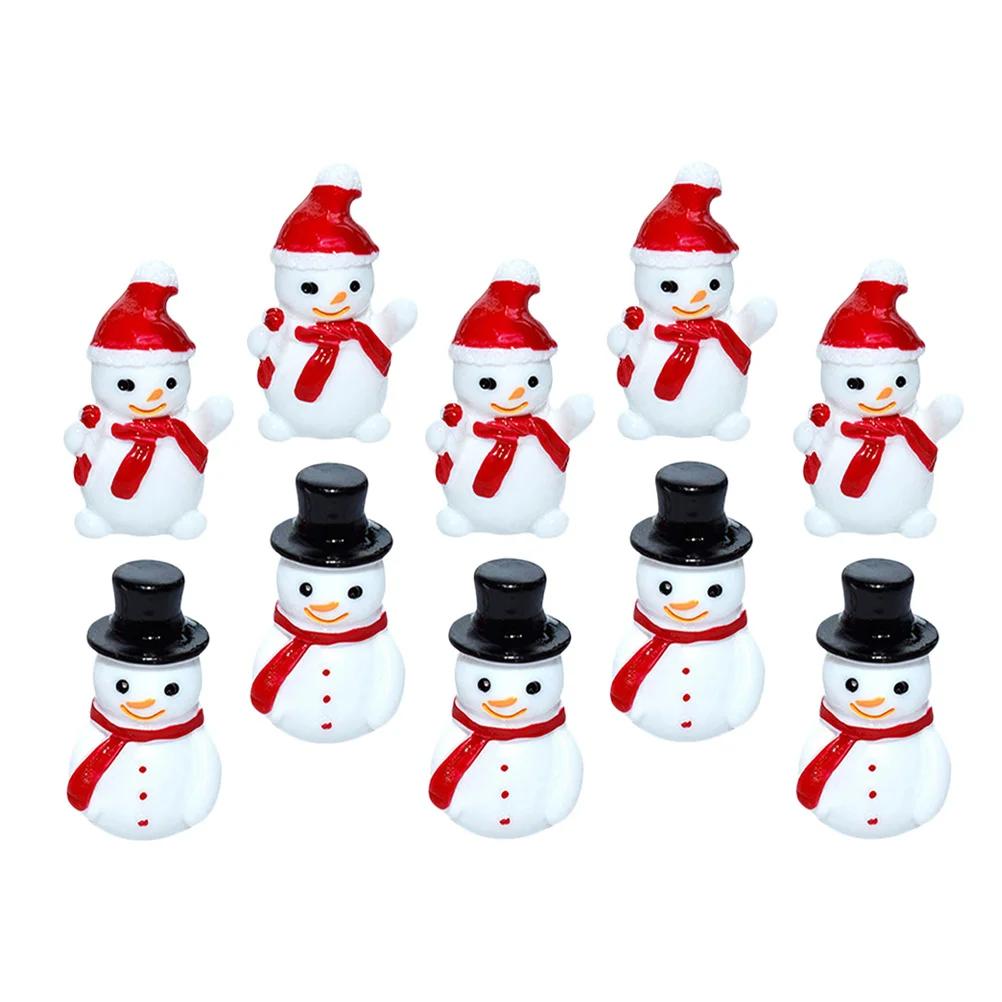 

10Pcs Small Snowman Resin Decorations Festive Christmas Ornaments Cute 3D Design for Micro Landscape Dollhouse Fairy Garden