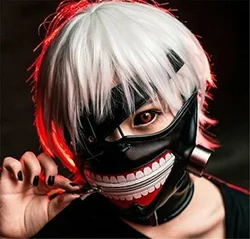 Ghoul Kaneki Ken Mask, Party Cosplay Mask Prop Zipper per accessori per costumi Cosplay di Halloween