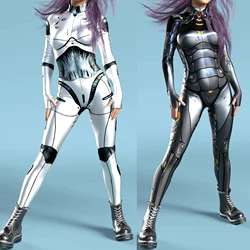 Women Sexy Cool Zentai Suit Mechanical Armor Jumpsuit Cosplay Bodysuit Robot Costume Xmas New Year Party Shows Bodysuit
