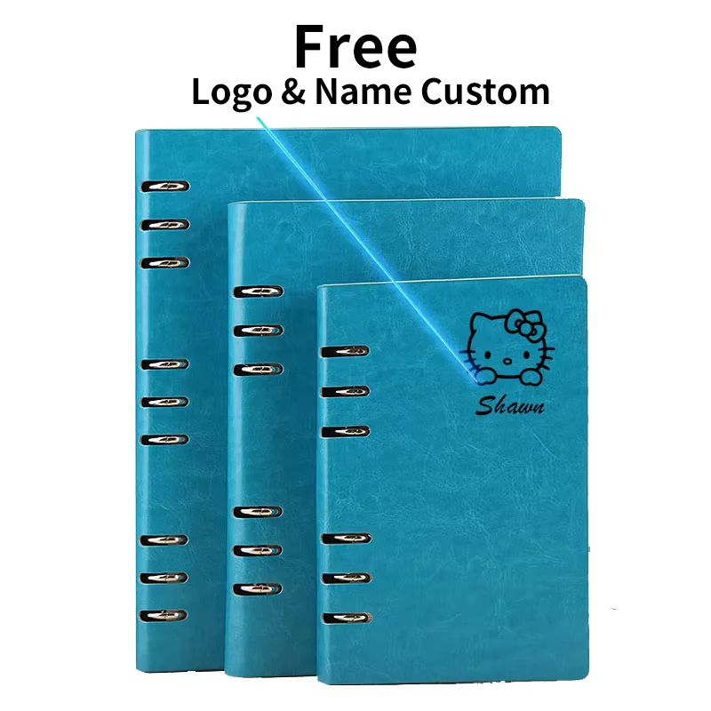 

Logo Custom PU Leather A5 Notebook Big A4 Planner Binder Loose leaf Diary Office School Mini A6 Notepad with 6 Rings