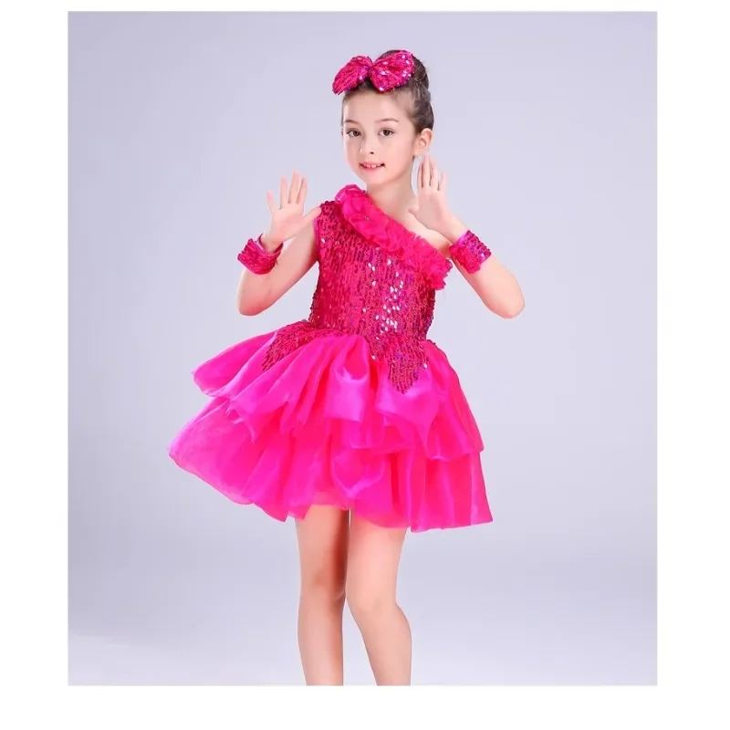 Robe de salsa à paillettes pour filles, vêtements de danse modernes DN pour enfants 303, danse contemporaine sur scène pour enfants