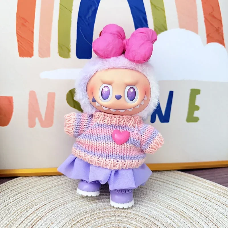 

Милый мини-свитер, комплект юбки из желейной пряжи, плюшевая кукольная одежда, аксессуары для 17 см, корейская одежда Kpop Exo Labubu Idol, подарок
