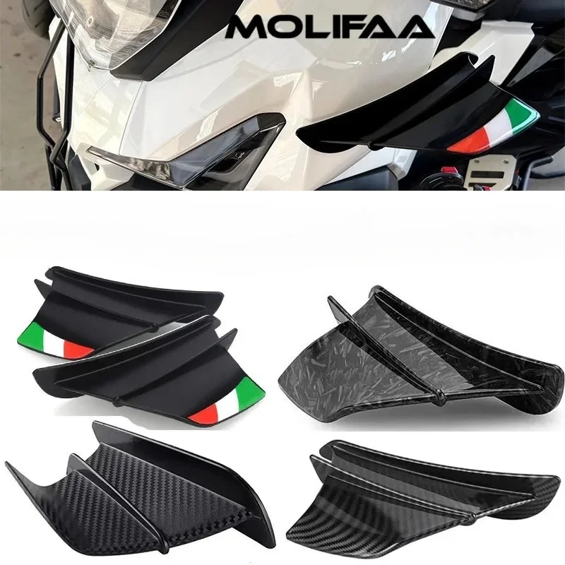 For SYM Husky Adv 150 300 Motorcycle Plastic Carbon Front Winglet Spoiler Side Wind Kit Flow Deflector Cover Scooter Accessories