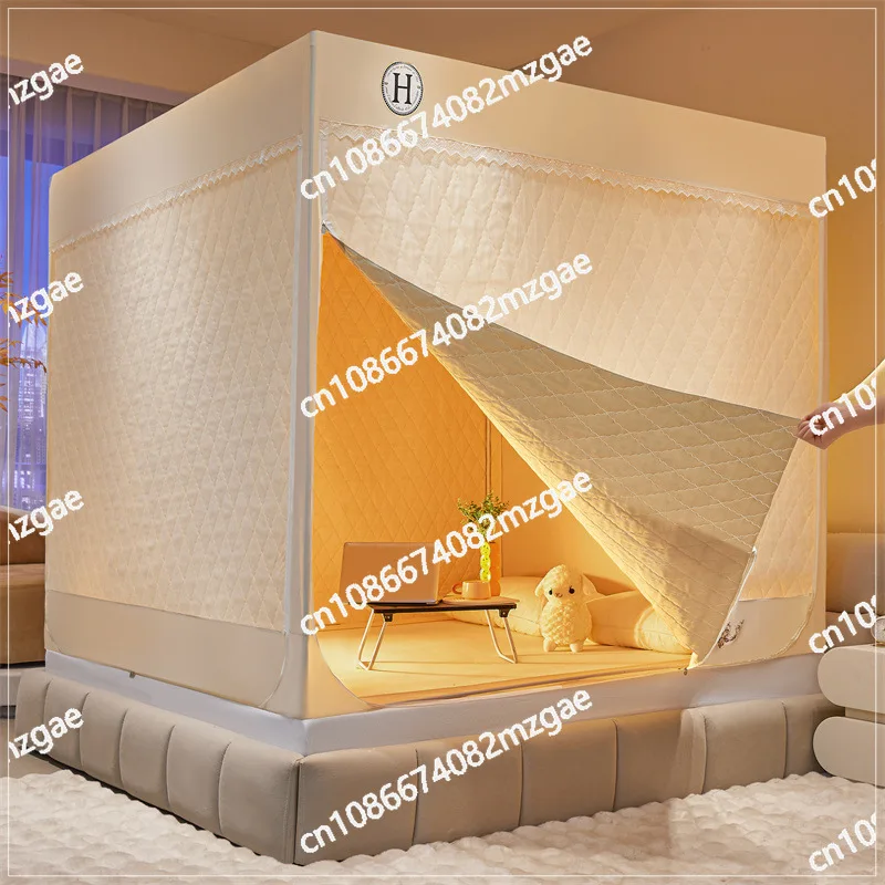 Household anti-drop A warmth, anti-fall, anti-cold and warm on three sides (4 or 5) padded with cotton mosquito net bed sheet