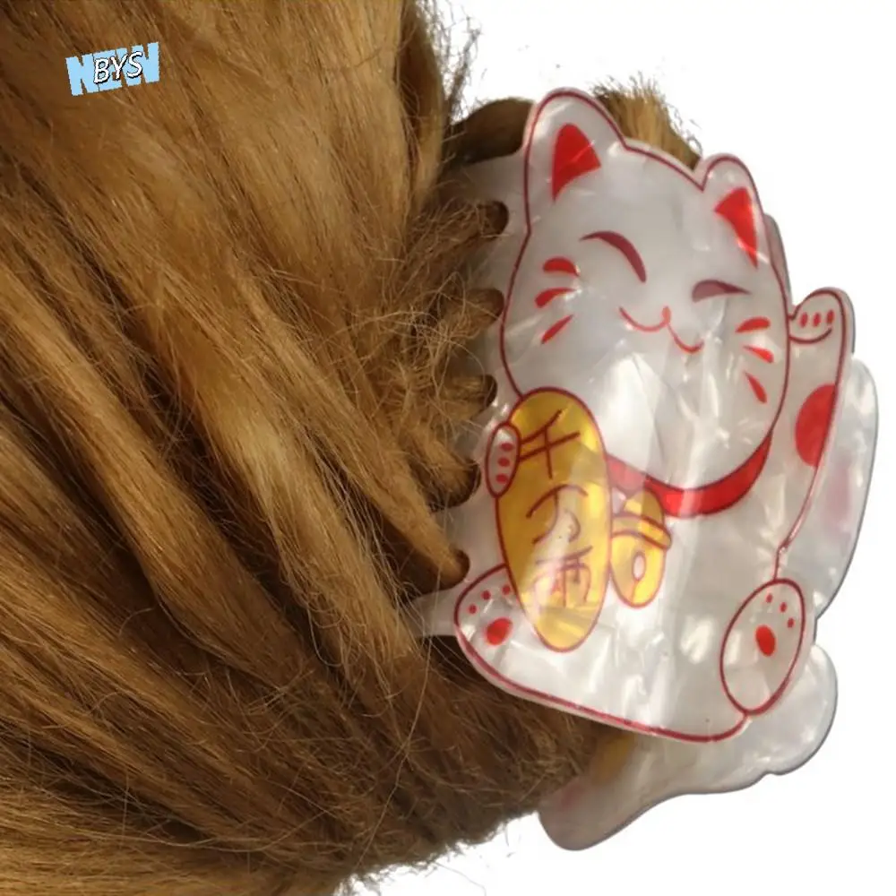 Creative Fish Cat Hair Claw Letter Attract Luck Acetate Hair Clip Ponytail Holder Acetate Animal Shark Clip Wash Face