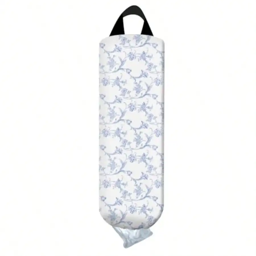 

Plastic Bag Holder Wall Mount Grocery Bag Organizer Funny Hanging Trash Storage Dispenser For Home Kitchen Cute Blue Floral