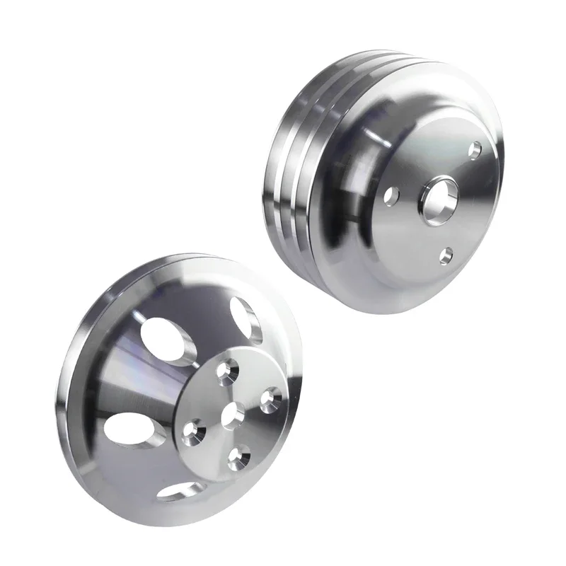 1 & 3 Groove LWP Long Water Pump Aluminum Pulley Kit Small Block For SB Chevy 350 265 283 305 327 383 400 V8 Engines