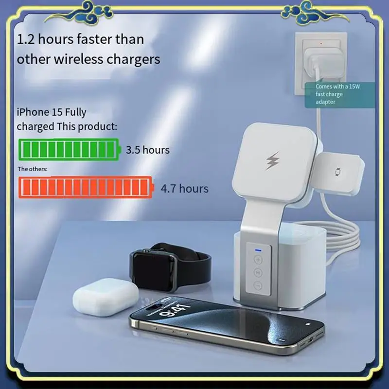 

Charger Fast Charging Watch Wireless Charging 15W Multi-Functional Four-In-One Desktop Vertical US-Plug