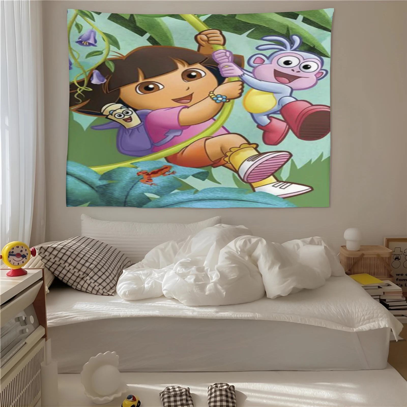 Girls Tapestry Dora the Explorer Cartoon Wall Hanging Background Decoration Student Dormitory Bedroom Living Room Design