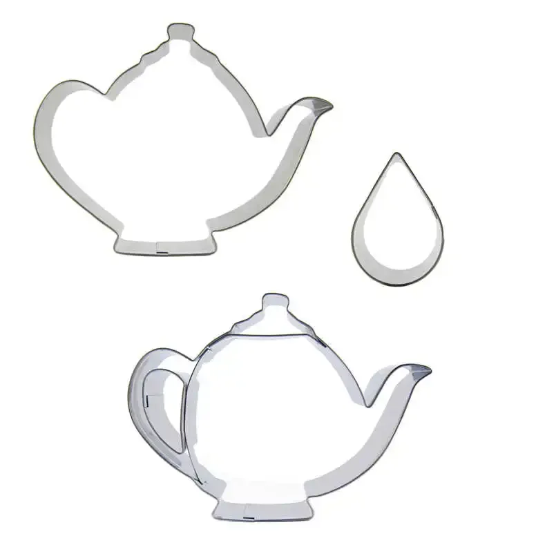 3 pcs Teapots Water drops Coffee pots Cookie cutter biscuit embossing machine chocolate soft candy mould cake decoration tool